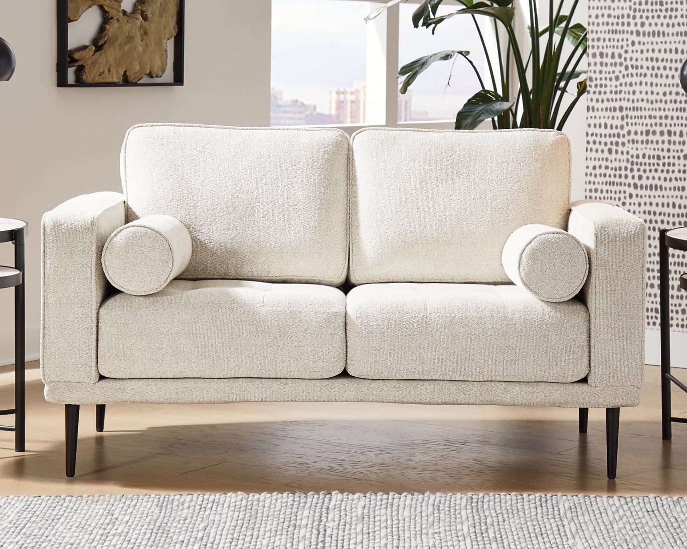 2 Seater Sofa :- Fabric Sofa Set (Light Grey)