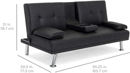 2 Seater Sofa Set: Leatherette Convertible Sofa Cum Bed Set