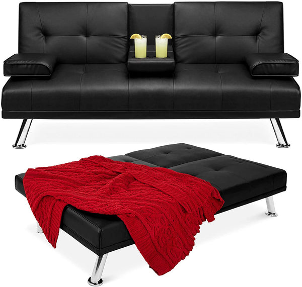 2 Seater Sofa Set: Leatherette Convertible Sofa Cum Bed Set