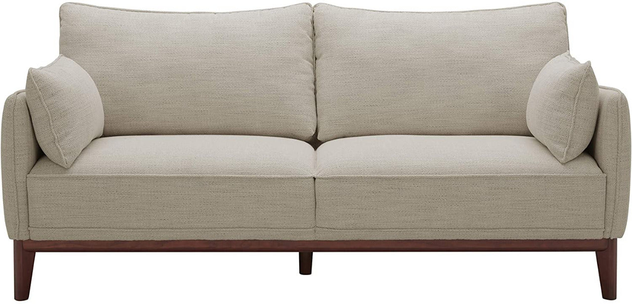2 Seater Sofa : Sofa Couch with Wood Base (Fog & Ivory)