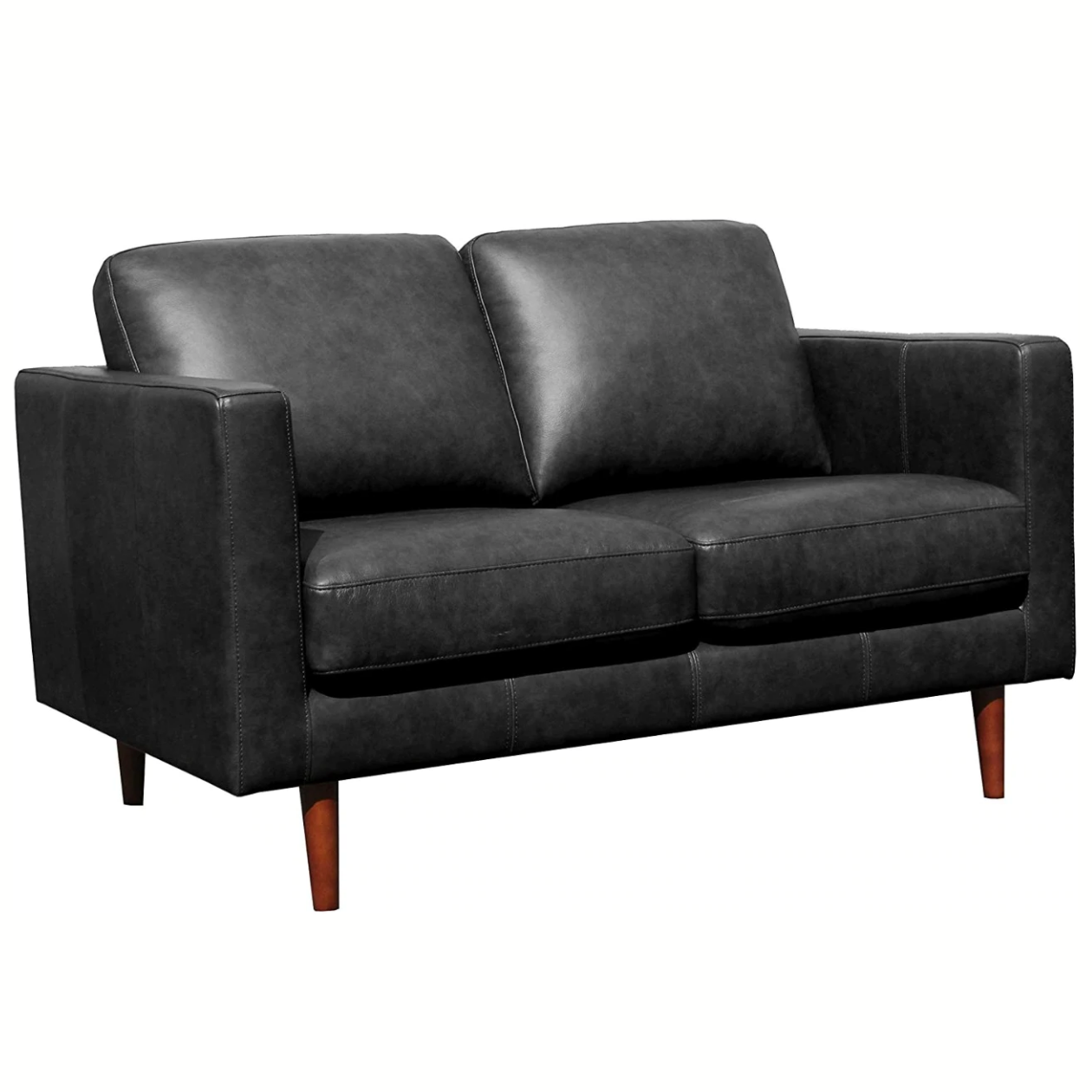 2 Seater Sofa : Modern Black Leatherette Sofa Set