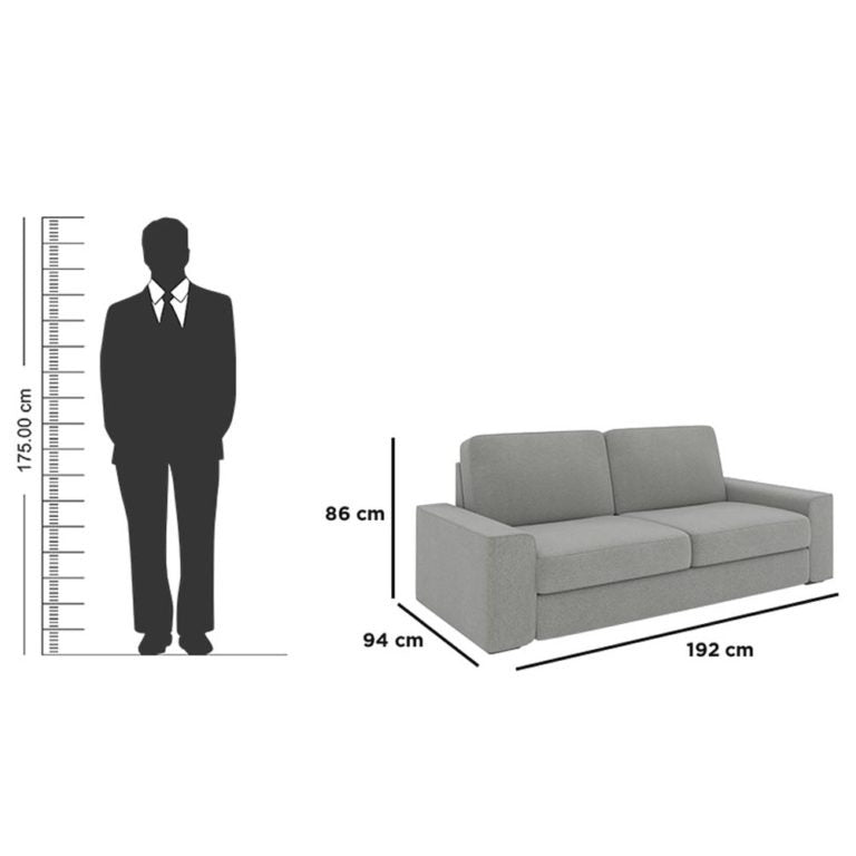 2 Seater Sofa :- Sydney Fabric Sofa Set (Light Grey)