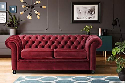 2 Seater Sofa :- Velvet Fabric Sofa Set (Red)