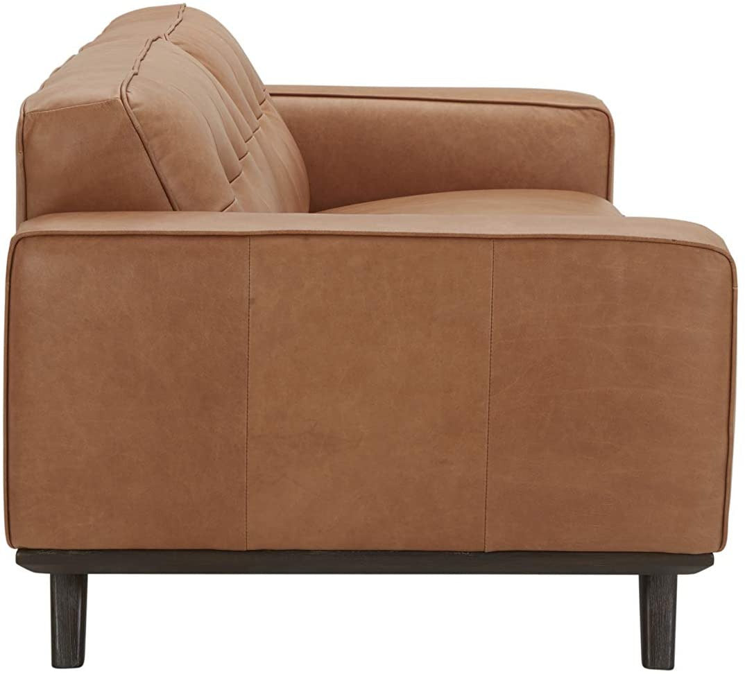 2 Seater Sofa : Modern Leatherette Sofa Couch with Wood Base