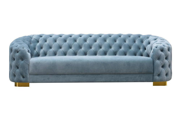 3 Seater Sofa Set:- Nia Valvet Fabric Sofa Set (Sky Blue)