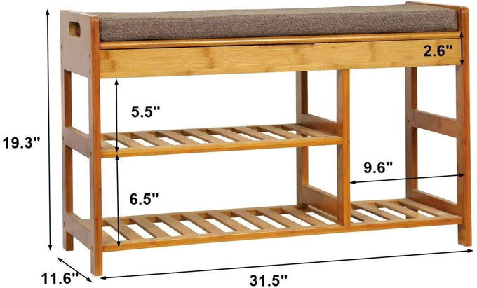 Benches : Storage Shelf with Cushion for Boots, Modern Shoe Rack With Seat for Living Room