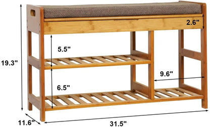 Benches : Storage Shelf with Cushion for Boots, Modern Shoe Rack With Seat for Living Room