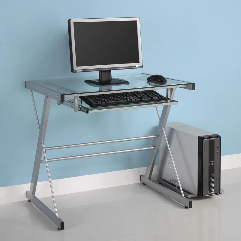 Computer Table: 31.5'' Silver Computer Desk