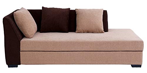 L Shape Sofa Set:- Rome Sectional Fabric Sofa Set (Sandals Cream & Brown)