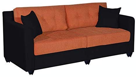 5 Seater Sofa Set:- Lisbon (3+1+1) Fabric  Sofa Set (Orange & Black)