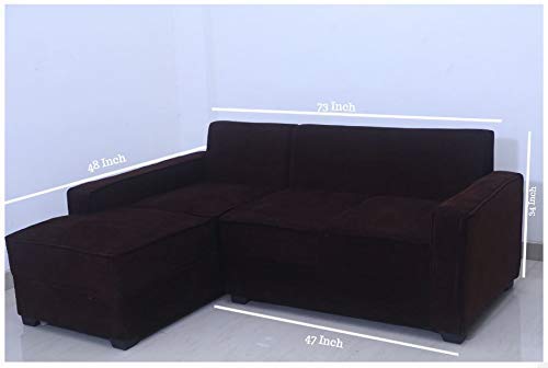 L Shape Sofa Set:- Fine Bone Hardwood Fabric Sofa Set (Brown & Beige)