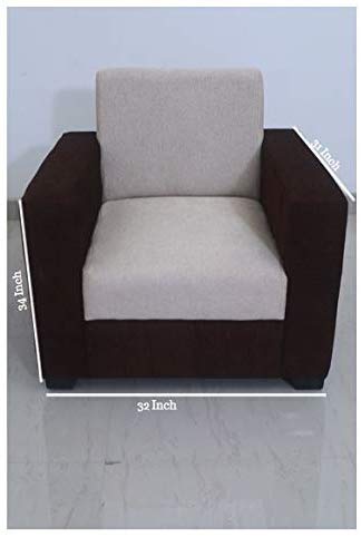 5 Seater Sofa Set:- Fine Bone 3+1+1 Fabric Sofa Set (Brown & Beige)