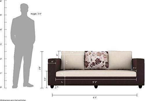 5 Seater Sofa Set:- Katie Hardwood Fabric Sofa Set (Brown and Cream)
