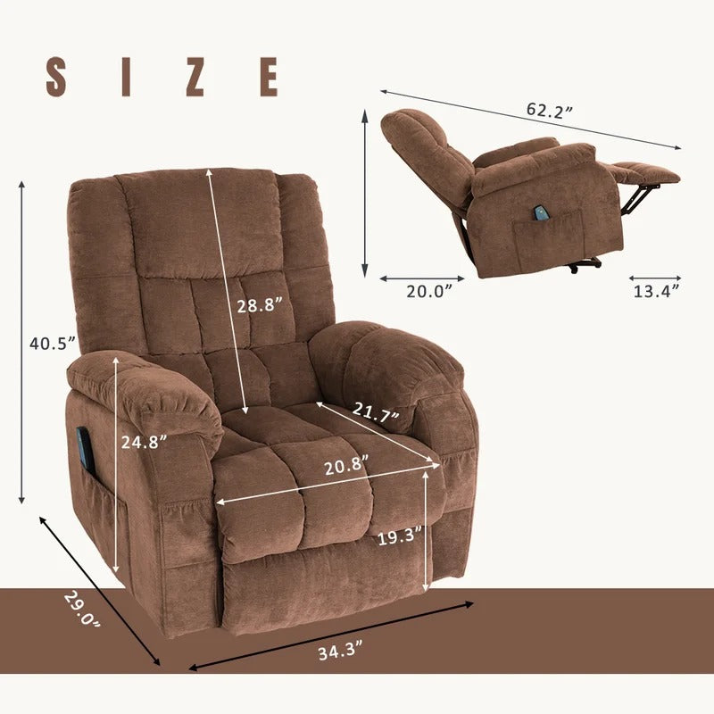 Massage Chairs: 34.3'' Wide Power Lift Assist Standard Recliner with Massager