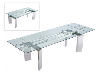Dining Table: Jassica Modern Extendable Glass Dining Table