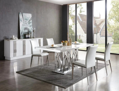 Dining Table: Marble Steel Dining Table
