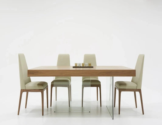 Dining Table: Evimy Glass Dining Table