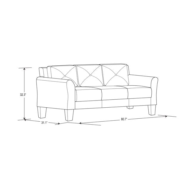 3 Seater Sofa Set:- Alden Microfiber Fabric Sofa Set with Rolled Arms (Dark Grey)