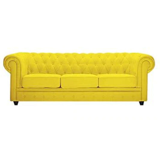 3 Seater Sofa Set- Kinley Chesterfield Fabric Sofa Set (Yellow)