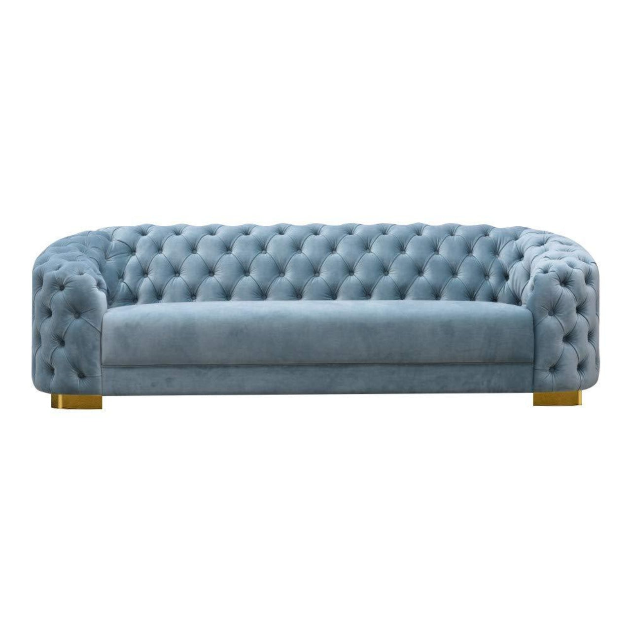 3 Seater Sofa Set- Nia Valvet Fabric Sofa Set (Sky Blue)