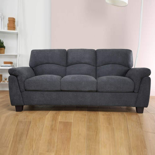 3 Seater Sofa Set- Shreya Slate Plush in Fabric Sofa Set (Grey)