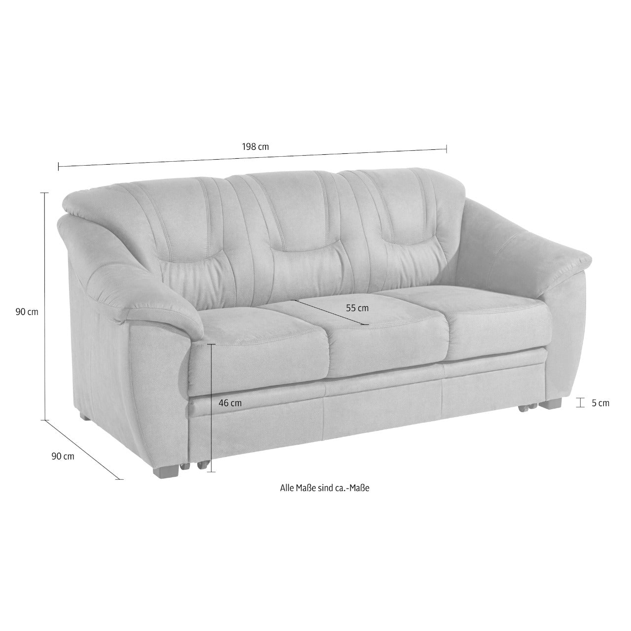 3 Seater Sofa Set:- Alden Fabric Office Sofa Set (Grey)
