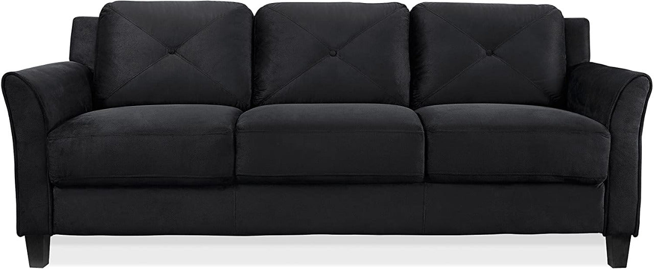 3 Seater Sofa : Black Fabric Sofa Set