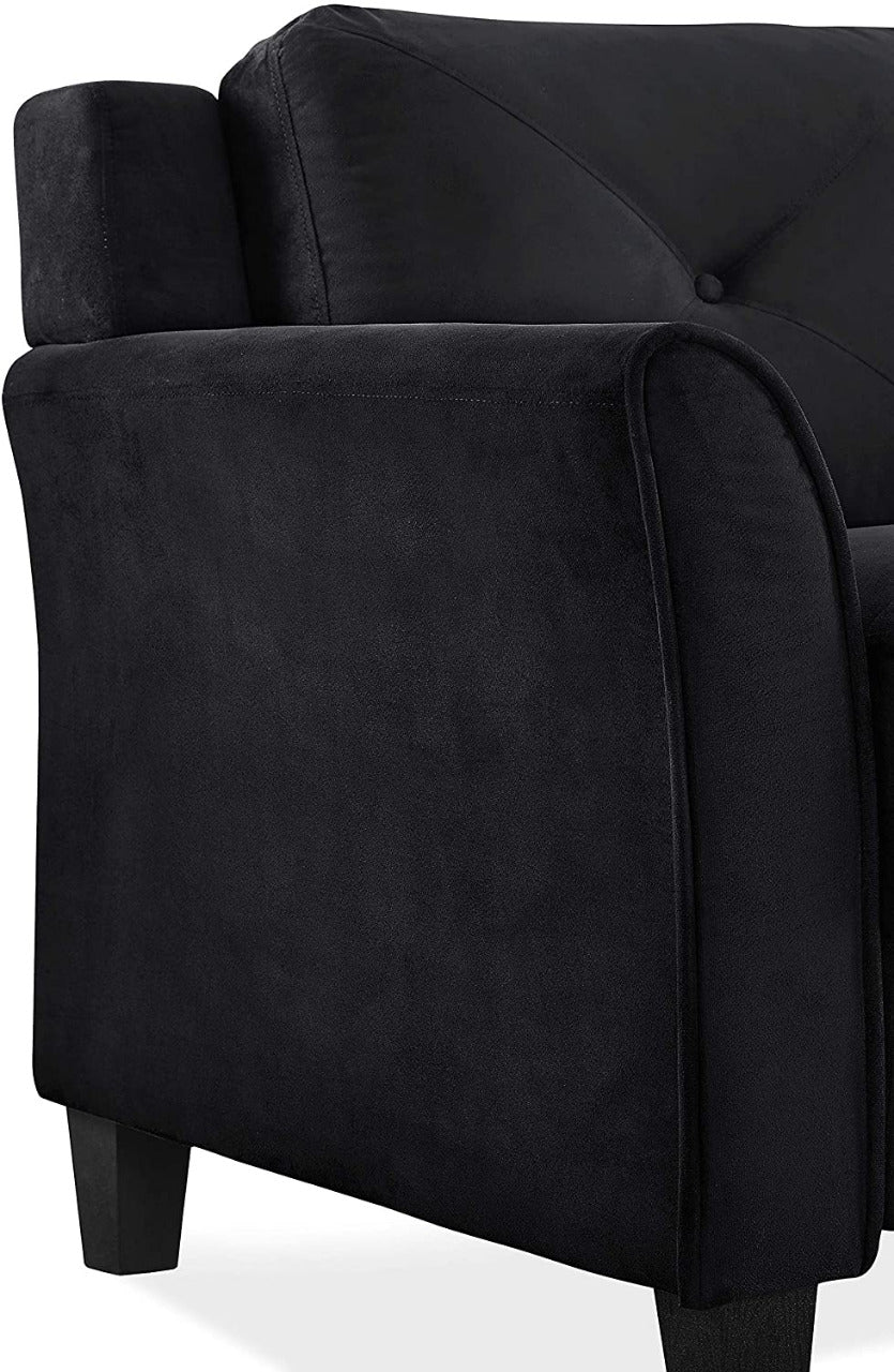 3 Seater Sofa : Black Fabric Sofa Set