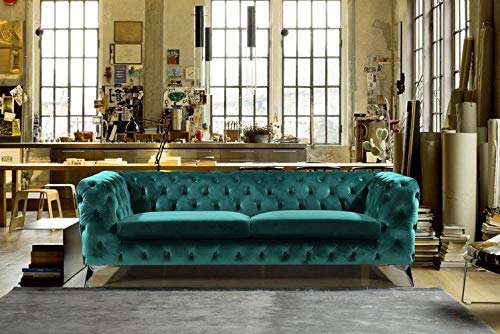 3 Seater Sofa Set:- Chesterfield Hardwood Velvet Fabric Sofa Set