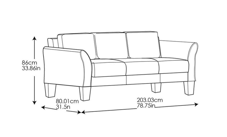 3 Seater Sofa : Dark Grey Fabric Sofa Set