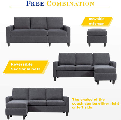 3 Seater Sofa : L-Shaped Convertible Sofa Set