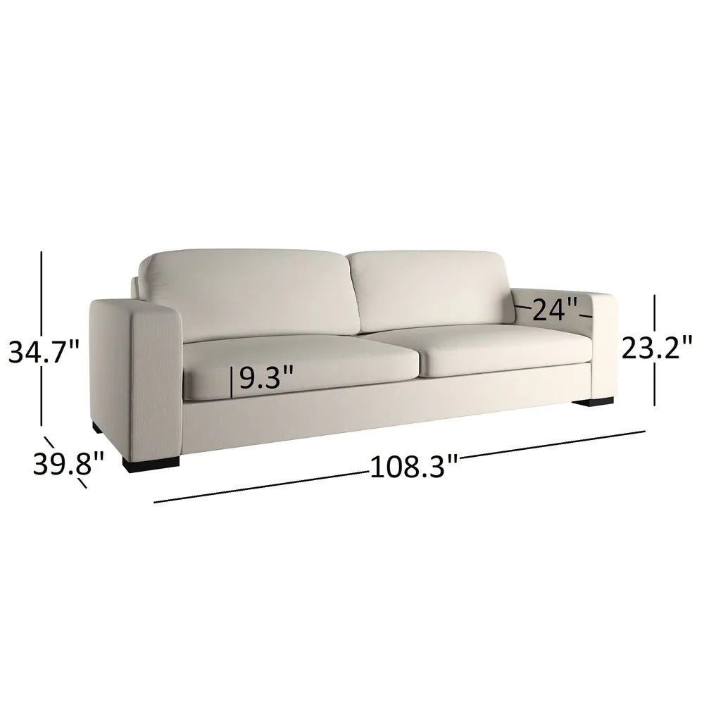 3 Seater Sofa Set:- Fabric Office Sofa Set (Cream)