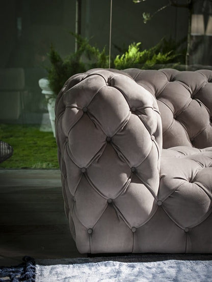 3 Seater Sofa Set:- Hattie Fabric Chesterfield Sofa Set (Grey)