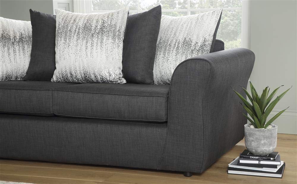 3 Seater Sofa:- Shreya Slate Fabric Sofa Set (Dark Grey)
