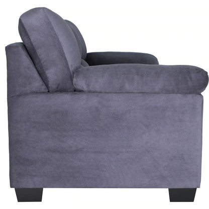 3 Seater Sofa Set Shreya Slate Plush in Fabric Sofa Set (Grey)