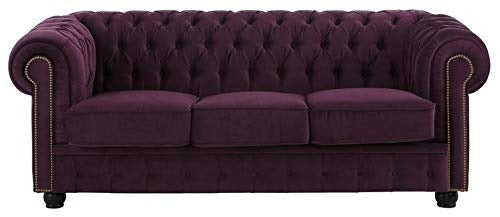 3 Seater Sofa Set:- Zoin Velvet Fabric Sofa Set, Standard Size, (Purple)