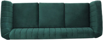 3 Seater Sofa : Tufted Velvet Sofa with Rolled armrests