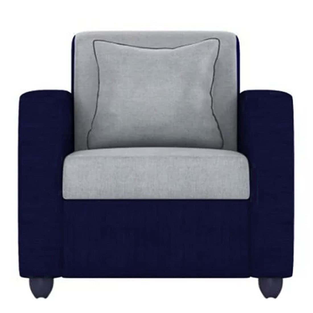 5 Seater Sofa Set: 3+1+1 Fabric Sofa Set (Light Grey-Dark Blue)