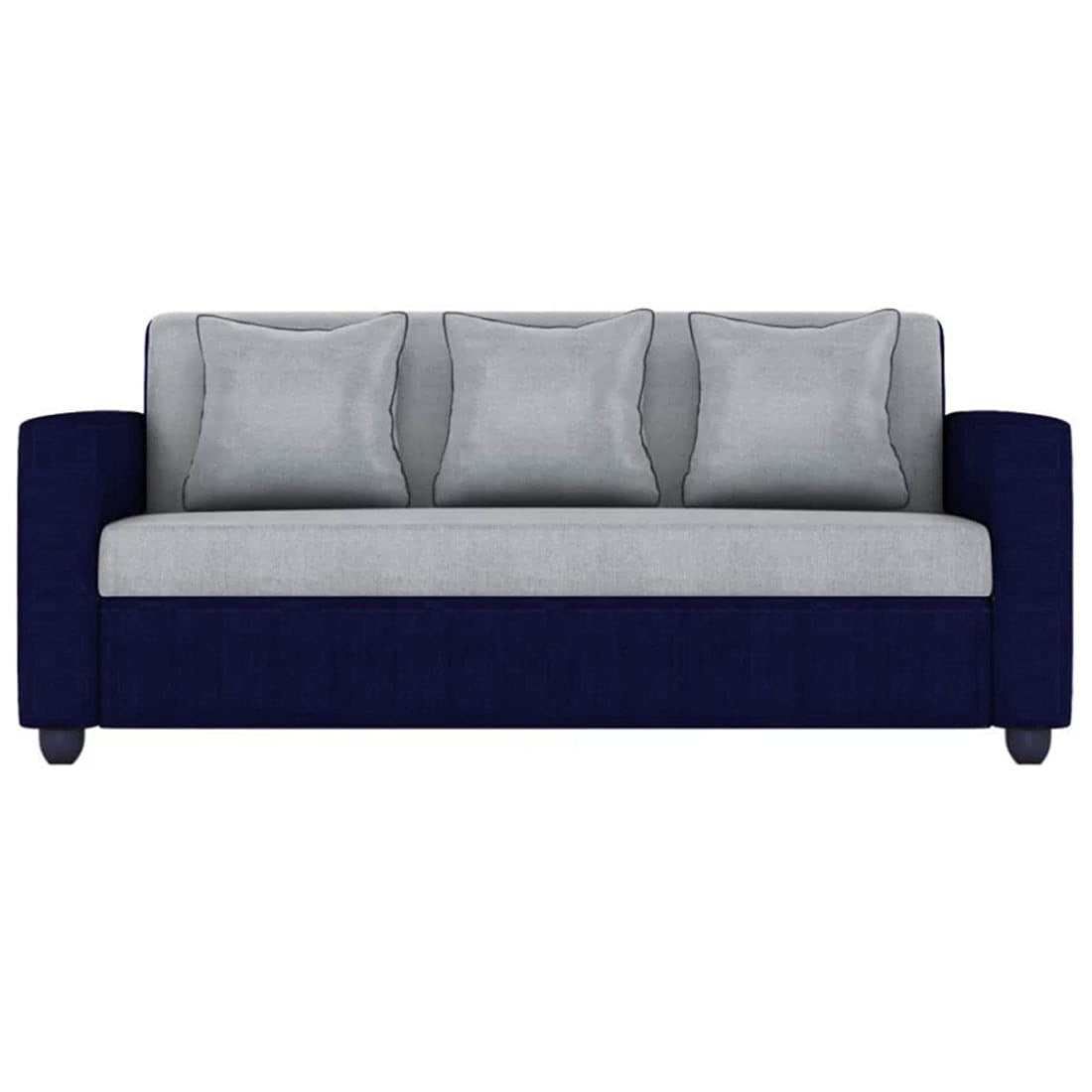 5 Seater Sofa Set: 3+1+1 Fabric Sofa Set (Light Grey-Dark Blue)