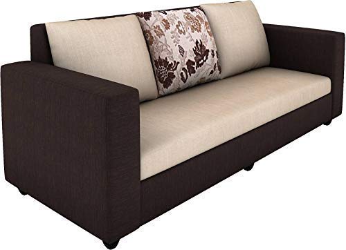5 Seater Sofa Set:- Katie Hardwood Fabric Sofa Set (Brown and Cream)