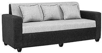 5 Seater Sofa Set: (3+1+1) Fabric Sofa Set (Black & Silver grey)