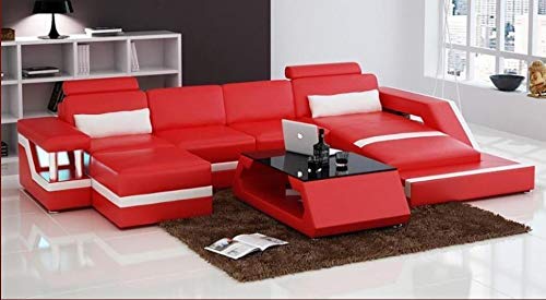 L Shape Sofa Set: -Luxury Unique Sectional , Lounger, Ottoman Sofa with Foot Stool (Black and White)