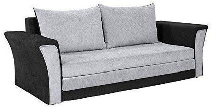3 Seater Sofa:- Wooden Leo Fabric Sofa set (Black and Grey)