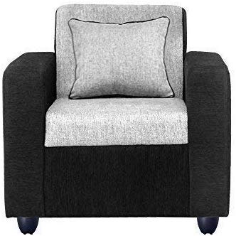 5 Seater Sofa Set: (3+1+1) Fabric Sofa Set (Black & Silver grey)