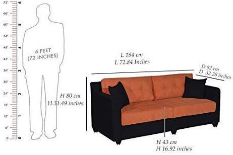 5 Seater Sofa Set:- Lisbon (3+1+1) Fabric  Sofa Set (Orange & Black)