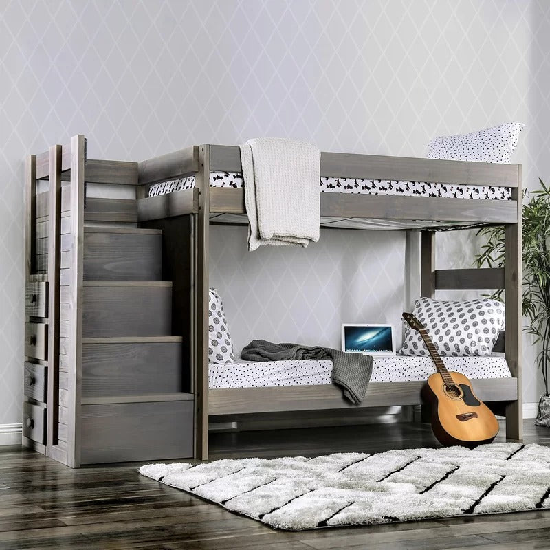 Bunk Bed: Modern 4 Drawer Standard Bunk Bed