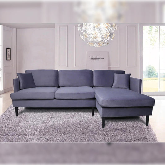 4 Seater Sofa Set 100'' Velvet Square Arm L Shaped Modular Sofa
