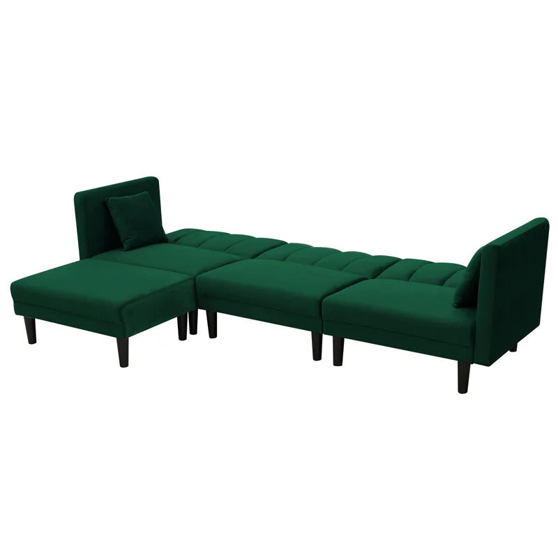  4 Seater Sofa Set 106.7'' Velvet Square Arm Sofa