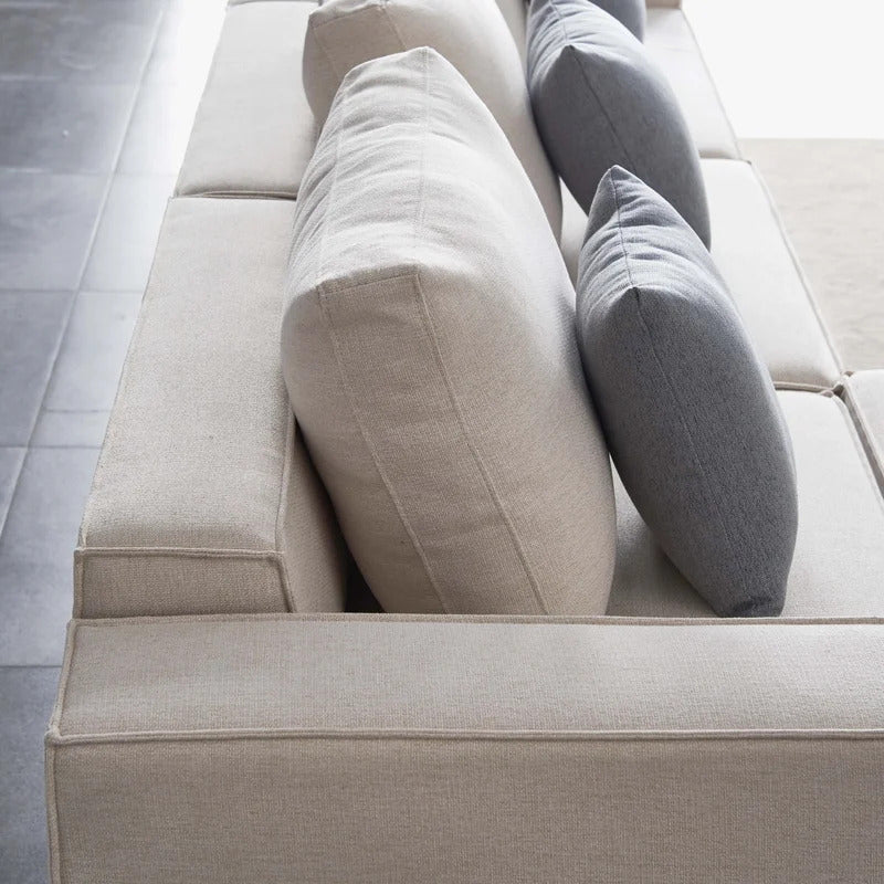 4 Seater Sofa Set: 108.3'' Linen Square Arm L Shape Sofa Chaise