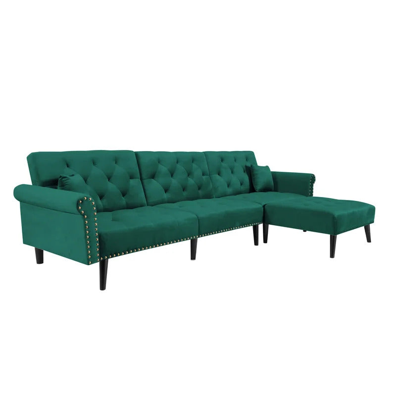 4 Seater Sofa Set: 115'' Velvet Pillow Top Arm L Shaped Sofa